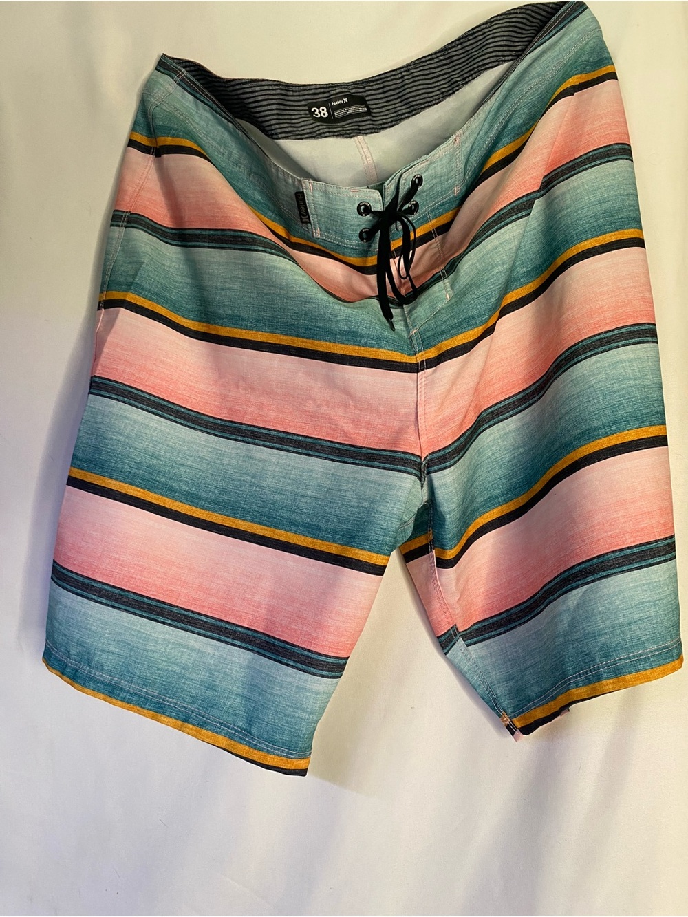 Hurley Teal, Pink and Yellow Striped Men's Board Shorts